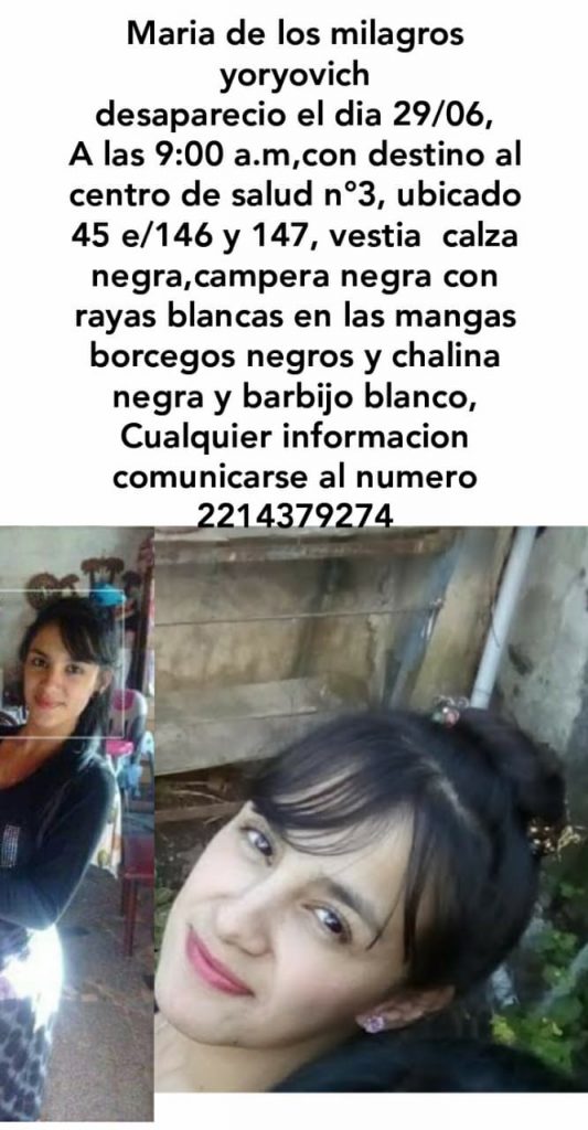 Buscan a María, joven desaparecida en San Carlos